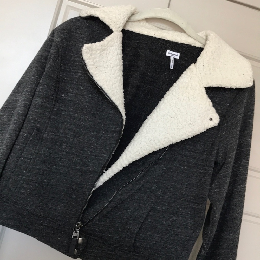Splendid cream grey zip jacket